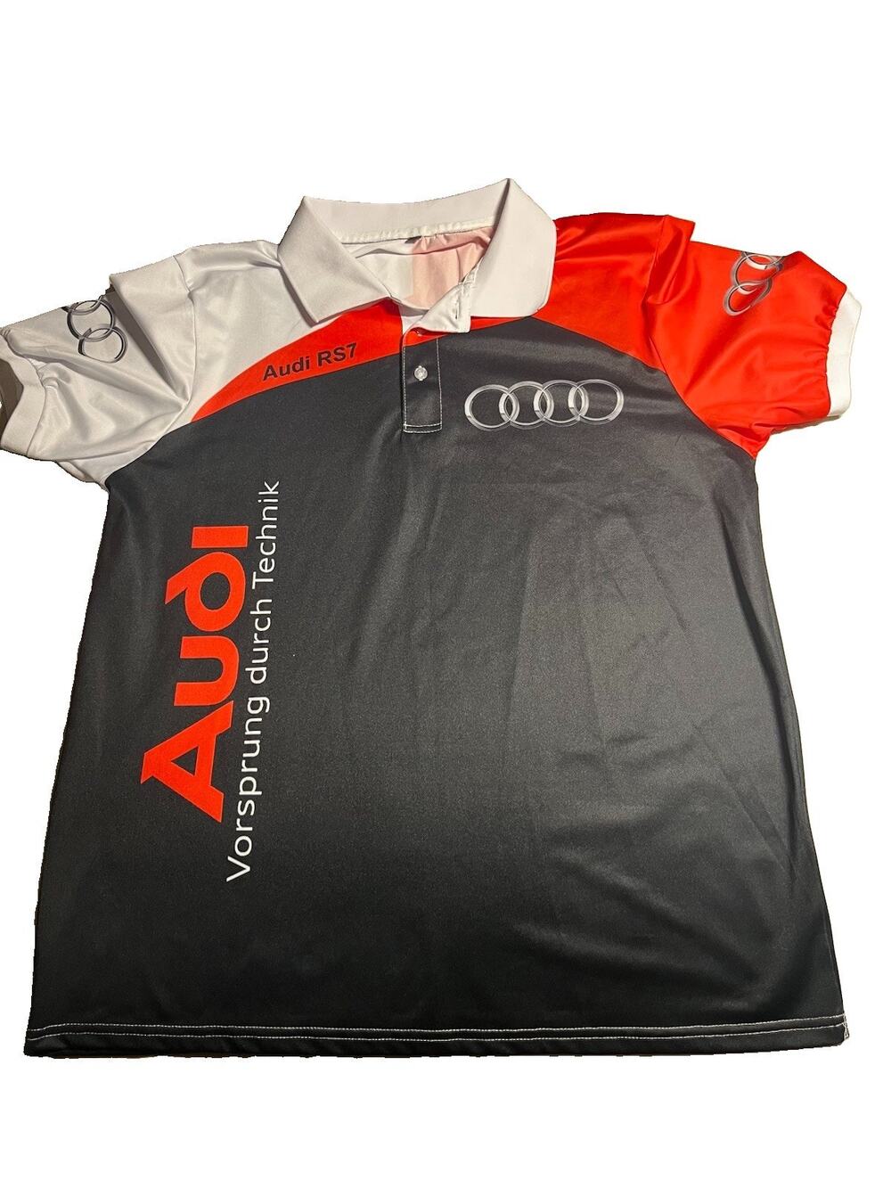 Audi RS7 Polo Shirt Men’s Medium/Large Black Red Performance Racing